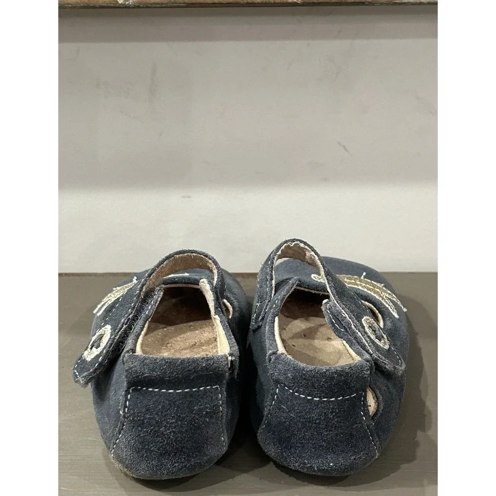 Livie and Luca Baby Shoes Size 6-12 Months Dark Gray Suede Leather Strap Bird